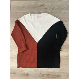 Pink Lily Colorblock cream/black/brown sweater size Medium